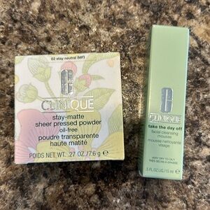 NWT Clinique Stay-Matte Sheer Pressed Powder + Take the Day Off